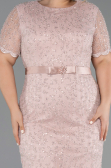 Robe De Invitation Grande Taille Midi Dantelle Poudre ABK2673