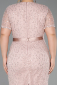 Robe De Invitation Grande Taille Midi Dantelle Poudre ABK2673