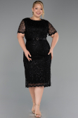 Robe De Invitation Grande Taille Midi Dantelle Noir ABK2673