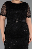 Robe De Invitation Grande Taille Midi Dantelle Noir ABK2673