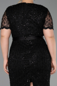 Robe De Invitation Grande Taille Midi Dantelle Noir ABK2673