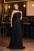 Robe de Soirée Longue Mousseline Noir ABU6436