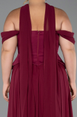 Robe de Soirée Grande Taille Longue Mousseline Prune ABU5551