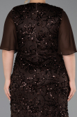 Robe De Soirée Grande Taille Longue Squameuse Brun ABU6373