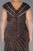 Robe De Fiançailles Grande Taille Longue Perlé Brun ABU5444
