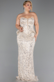Robe Grande Taille Longue Perlé Beige ABU6379