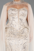 Robe Grande Taille Longue Perlé Beige ABU6379