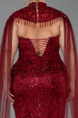 Robe Grande Taille Longue Perlé Rouge Bordeaux ABU6379