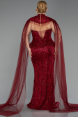 Robe Grande Taille Longue Perlé Rouge Bordeaux ABU6379