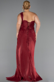 Robe De Soirée Grande Taille Longue Mousseline Rouge Bordeaux ABU6513