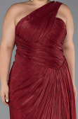 Robe De Soirée Grande Taille Longue Mousseline Rouge Bordeaux ABU6513