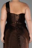 Robe De Soirée Grande Taille Longue Mousseline Brun ABU6513