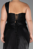 Robe De Soirée Grande Taille Longue Mousseline Noir ABU6513