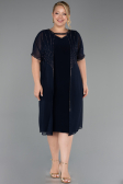 Robe De Soirée Grande Taille Midi Bleu Marine ABK2596