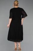 Robe de Soirée Grande Taille Midi Mousseline Noir ABK2677