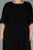 Robe de Soirée Grande Taille Midi Mousseline Noir ABK2677