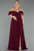 Robe De Soirée Grande Taille Mousseline Longue Couleur Cerise ABU3738