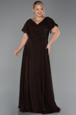 Robe Grande Taille Longue Mousseline Brun ABU1562