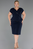 Robe De Invitation Grande Taille Midi Bleu Marine ABK2669