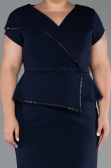 Robe De Invitation Grande Taille Midi Bleu Marine ABK2669