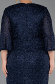 Robe De Soirée Grande Taille Longue Perlé Bleu Marine ABU6501