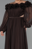 Robe Grande Taille Longue Mousseline Brun ABU4131