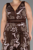 Robe De Soirée Grande Taille Longue Lacé Brun ABU4261