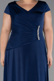 Robe Grande Taille Longue Bleu Marine ABU6410