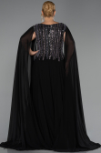 Robe De Soirée Grande Taille Longue Mousseline Noir ABU6435