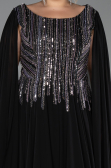 Robe De Soirée Grande Taille Longue Mousseline Noir ABU6435