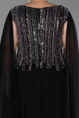 Robe De Soirée Grande Taille Longue Mousseline Noir ABU6435