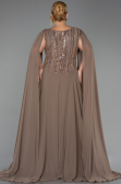 Robe De Soirée Grande Taille Longue Mousseline Vison ABU6435