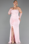 Robe Grande Taille Longue Dantelle Poudre ABU6364