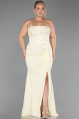 Robe Grande Taille Longue Dantelle Jaune ABU6364