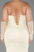Robe Grande Taille Longue Dantelle Jaune ABU6364