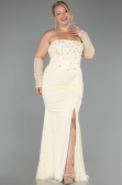 Robe Grande Taille Longue Dantelle Jaune ABU6364