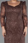 Robe De Soirée Grande Taille Longue Perlé Brun ABU5388