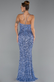Robe de Soirée Longue Squameuse Indigo ABU6498