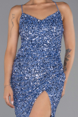 Robe de Soirée Longue Squameuse Indigo ABU6498