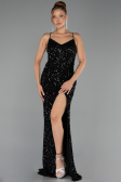 Robe de Soirée Longue Squameuse Noir ABU6498