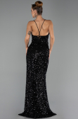 Robe de Soirée Longue Squameuse Noir ABU6498