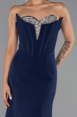 Robe Queue de Poisson Longue Bleu Marine ABU6526