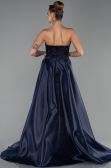 Robe de Soirée Longue Perlé Bleu Marine ABU5511