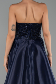 Robe de Soirée Longue Perlé Bleu Marine ABU5511