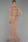 Robe de Soirée Longue Dantelle Cuivre ABU6487