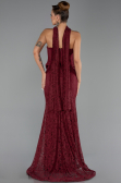 Robe de Soirée Longue Dantelle Rouge Bordeaux ABU6487