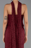 Robe de Soirée Longue Dantelle Rouge Bordeaux ABU6487