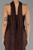 Robe de Soirée Longue Dantelle Brun ABU6487