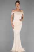 Robe de Soirée Longue Dantelle Beige ABU6085