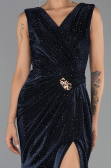 Robe de Soirée Longue Pierreux Bleu Marine ABU6521